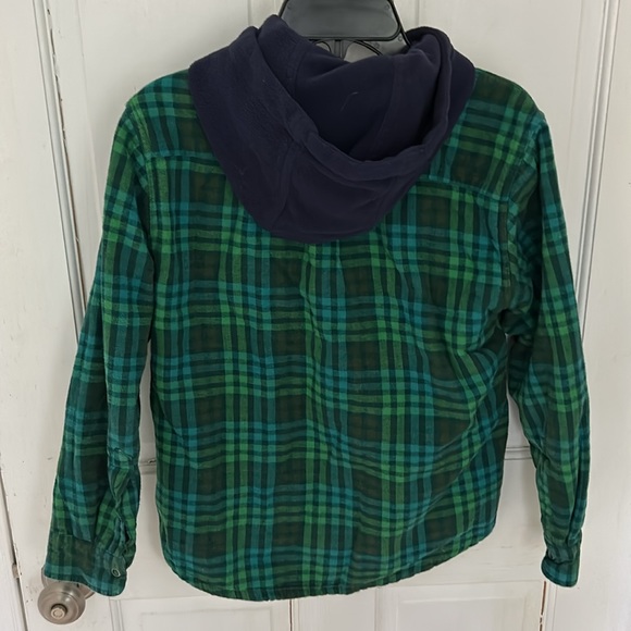 LL bean fleece lined hooded flannel . Gently worn - Picture 2 of 3